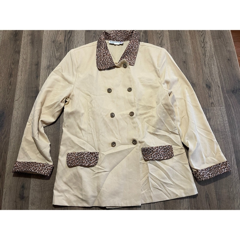Pablo Collection Jacket, Women's Size 18, Tan, Cheetah Print, Padded Shoulder